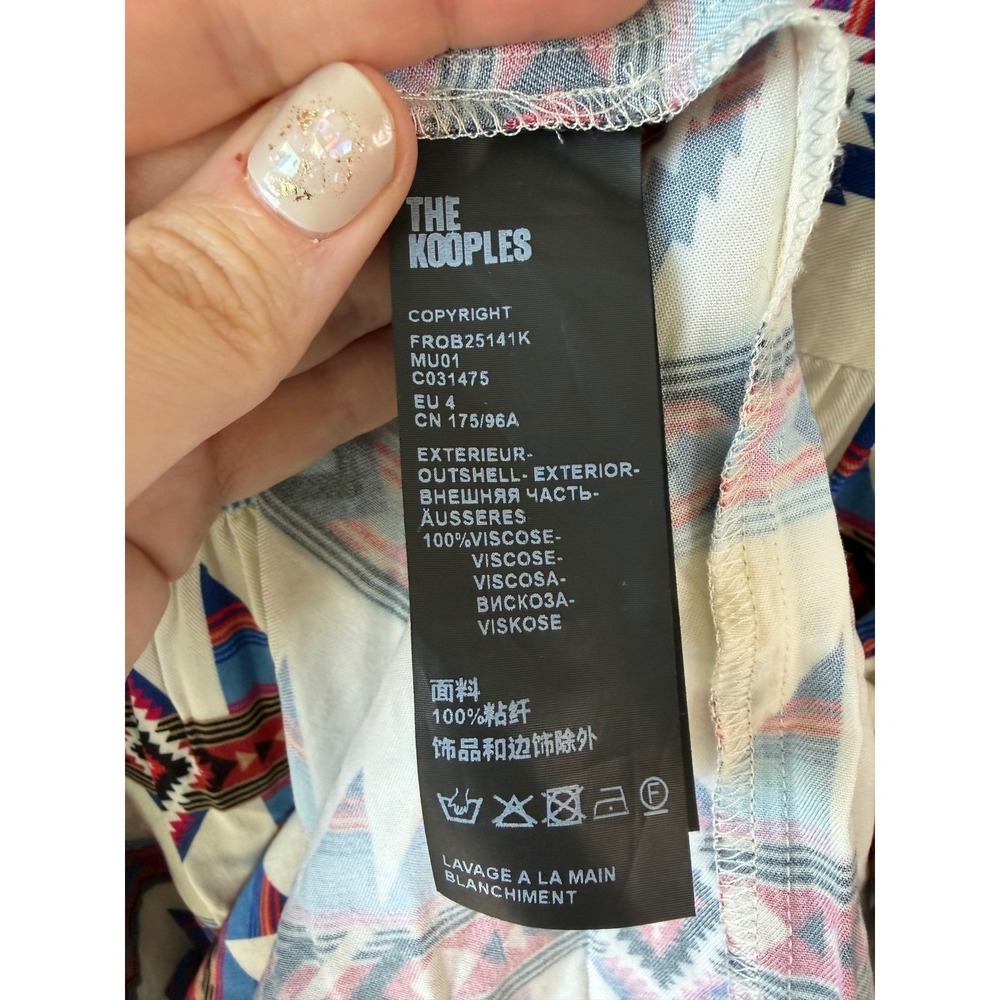 The Kooples XL Geometric Southwestern Print Tiered Maxi Dress Multicolor Viscose - Picture 6 of 8